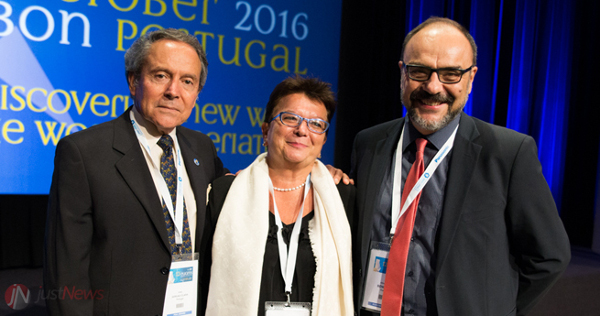 João Gorjão Clara, Stefania Maggi e Athanase Benetos (diretor do Conselho Académico da EUGMS).