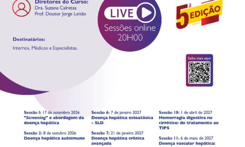 Abertas as inscrições para a 5ª Escola Anual Virtual de Hepatologia