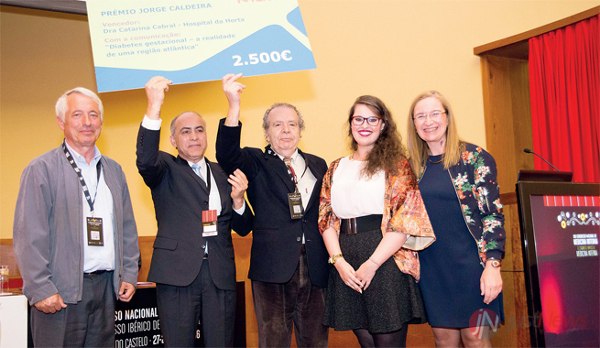 Álvaro Coelho (NEDM), Manuel Teixeira Veríssimo, Jorge Caldeira, Catarina Cabral e Leonor Sequeira (Merck SA). 