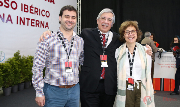 Núcleo da equipa que vai organizar o Congresso de Medicina Interna no próximo ano: João Araújo Correia com João Neves (tesoureiro) e Olga Gonçalves (secretária-geral).